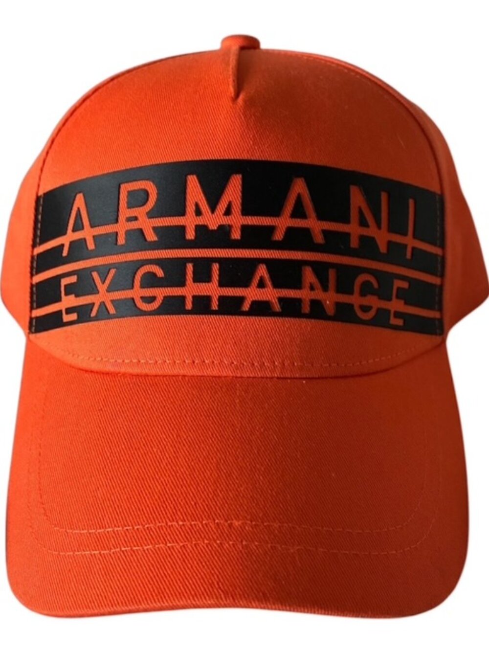 Armani Exchange Adjustable Baseball Cap Hat-Orange/Black-One Size-Cotton Canvas